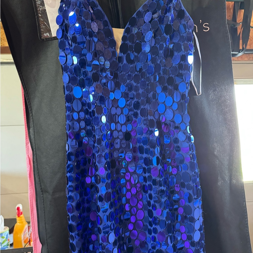 Sherri Hill Blue Sequin Mini‎ Dress - Picture 3 of 5